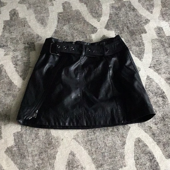 Free People Black Leather Skirt - Picture 3 of 10